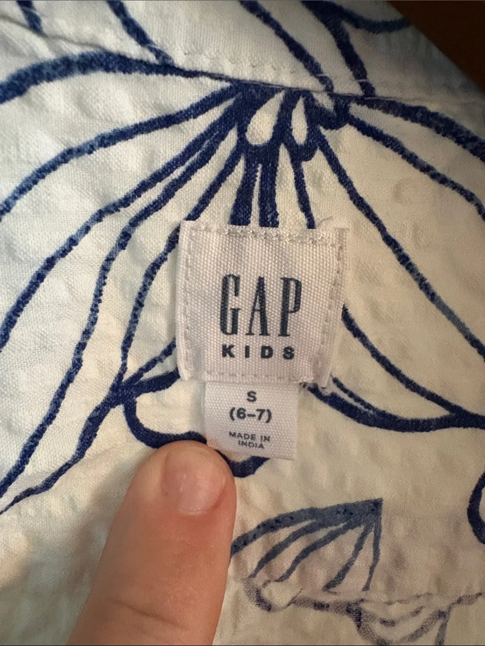 GAP White Shirt with Navy Floral Print - Kids Button-Down